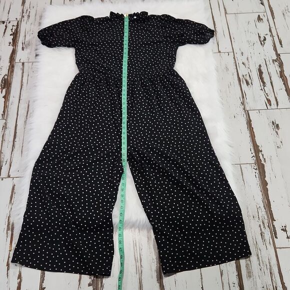 ASOS Women's short sleeve mock neck oversized jumpsuit black pink dots size 6 - Picture 7 of 8